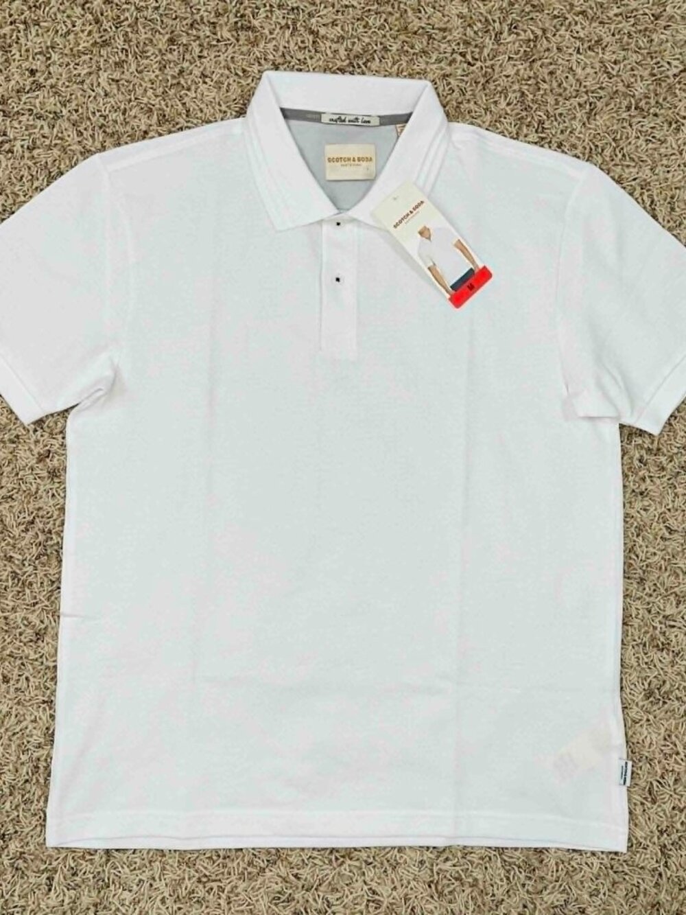 Scotch & Soda Men's Jacquard Polo Shirt White, Size Medium (New)